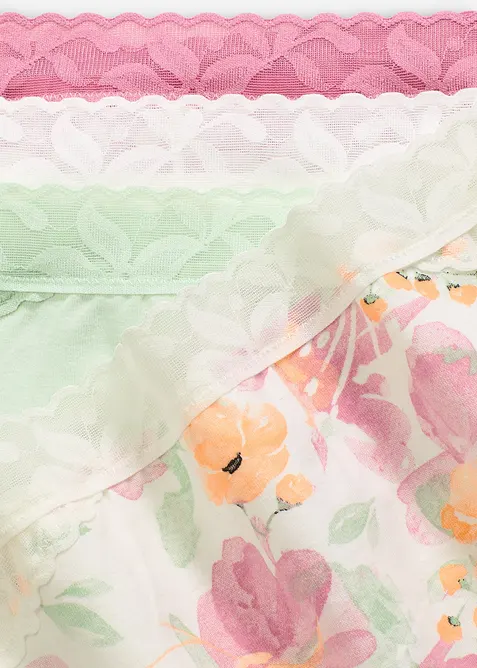 Lot de 5 slips maxi coton et dentelle, bonprix