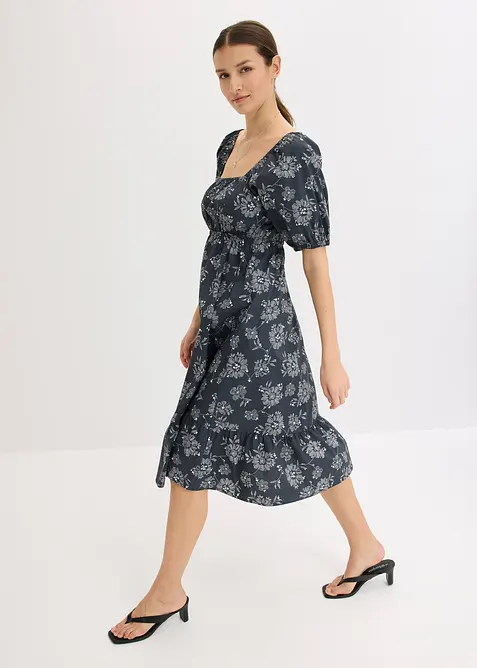 Robe midi &agrave; manches bouffantes, bonprix