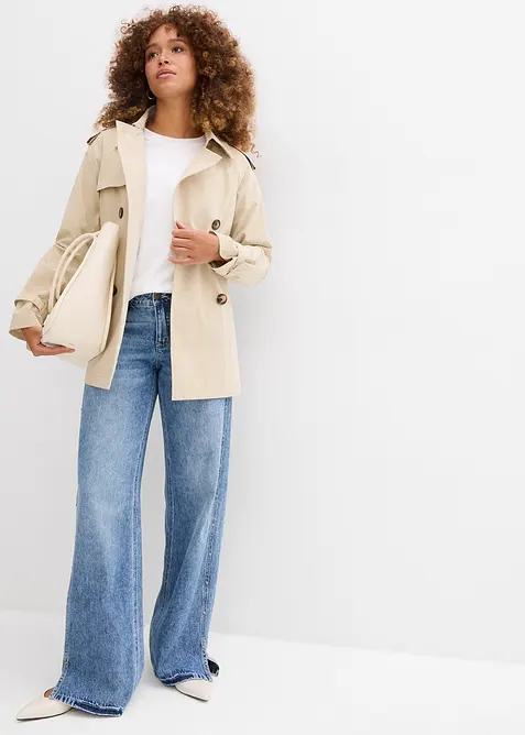 Jean droit et ample, taille mi-haute, peu extensible, bonprix