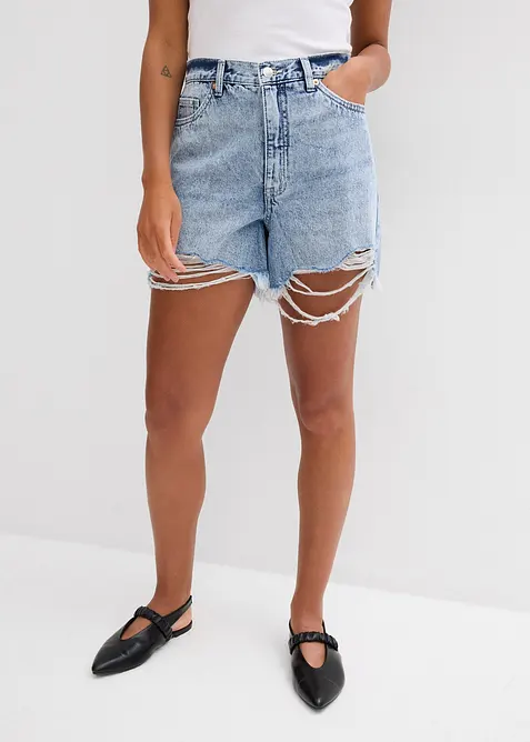 Short en jean taille haute, peu stretch, bonprix