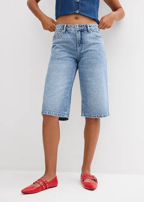Bermuda en jean taille mi-haute, peu extensible, bonprix