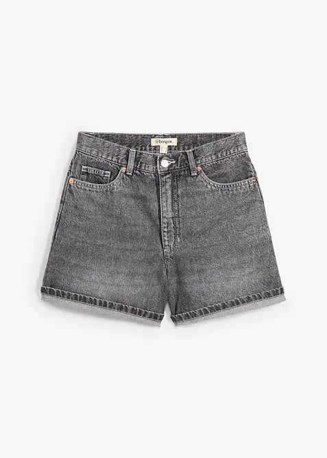 Short en jean taille haute, peu extensible, bonprix