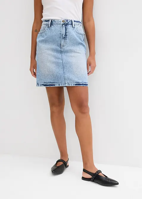 Jupe midi en jean, peu extensible, bonprix