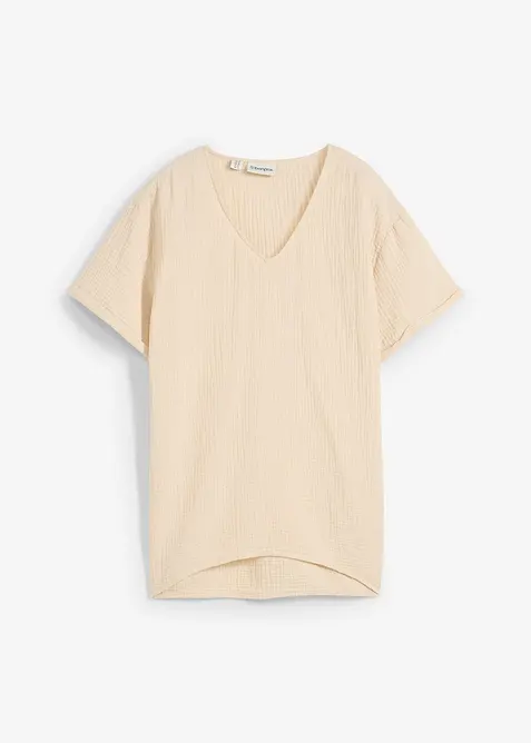 Tunique à manches courtes en gaze de coton, bonprix