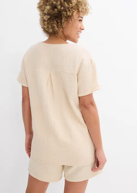 Tunique à manches courtes en gaze de coton, bonprix