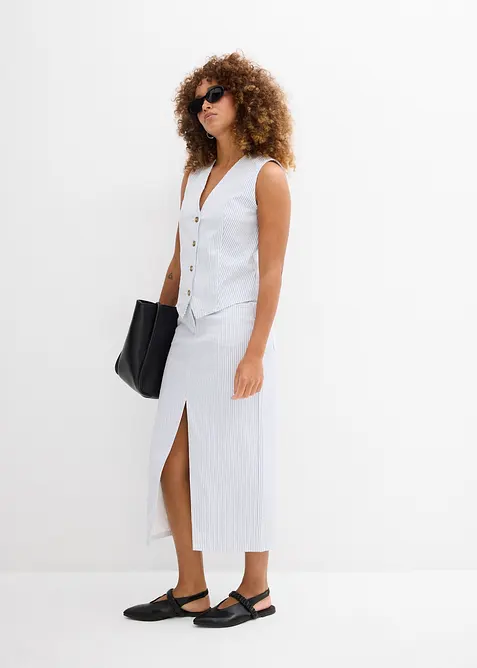 Veste sans manches en denim rayé, bonprix