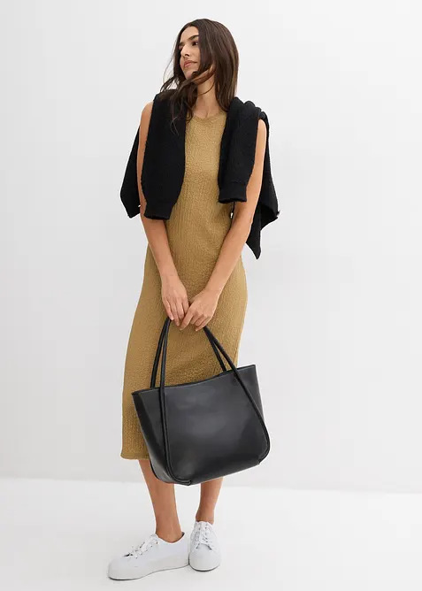 Robe en jersey crêpe gaufré, bonprix