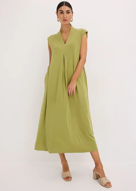 Robe en jersey piqué de viscose avec épaulettes, bonprix