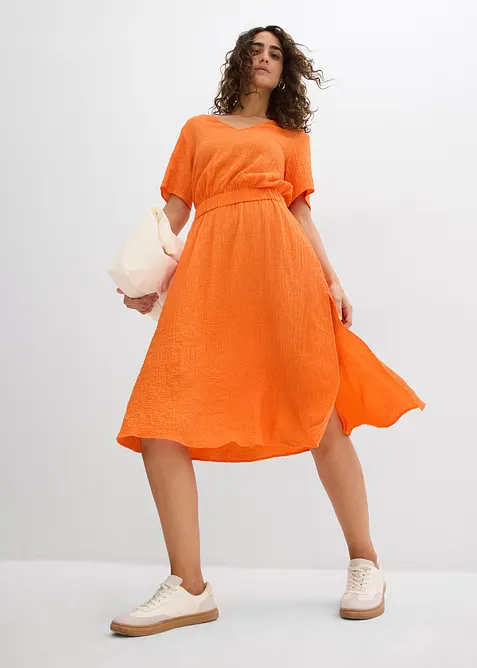 Robe midi en seersucker aérien, bonprix
