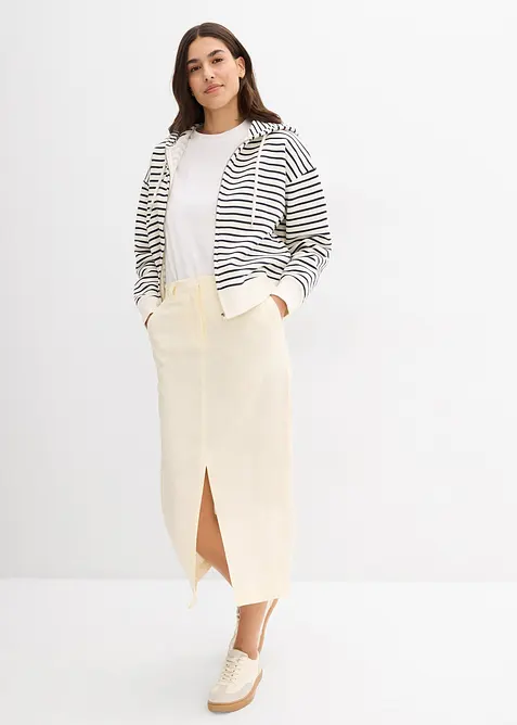 Jupe midi légère en lin mélangé, bonprix