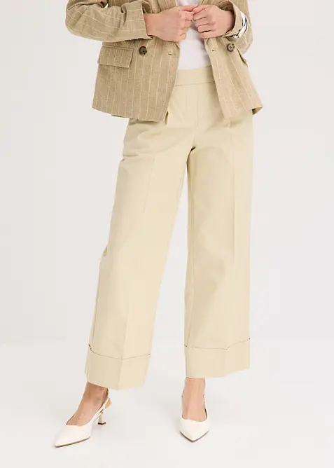 Pantalon à pinces en coton extensible, bonprix