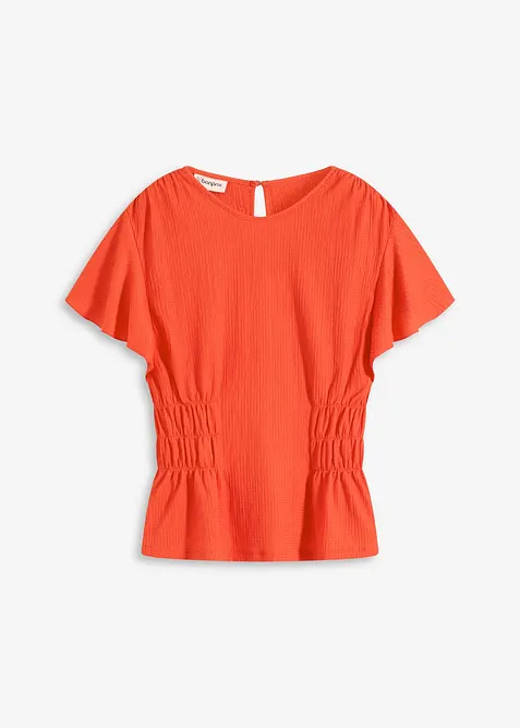 T-shirt en jersey crêpe avec smocks, bonprix