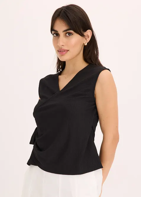 Haut esprit cache-c&oelig;ur en jersey cr&ecirc;pe, bonprix