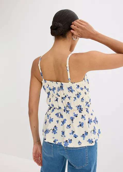 Top à fines bretelles en crêpe texturé, bonprix