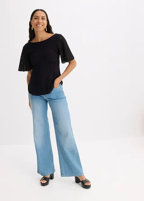 T-shirt &agrave; manches en dentelle, bonprix