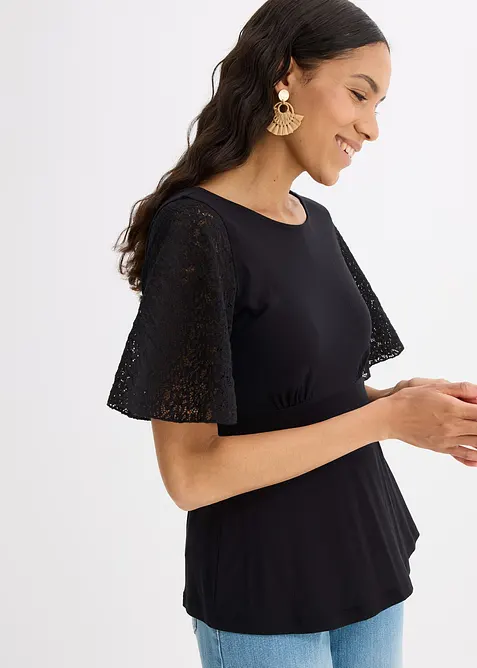 T-shirt &agrave; manches en dentelle, bonprix