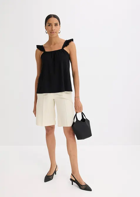 Top en jersey cr&ecirc;pe &agrave; bretelles volant&eacute;es, bonprix