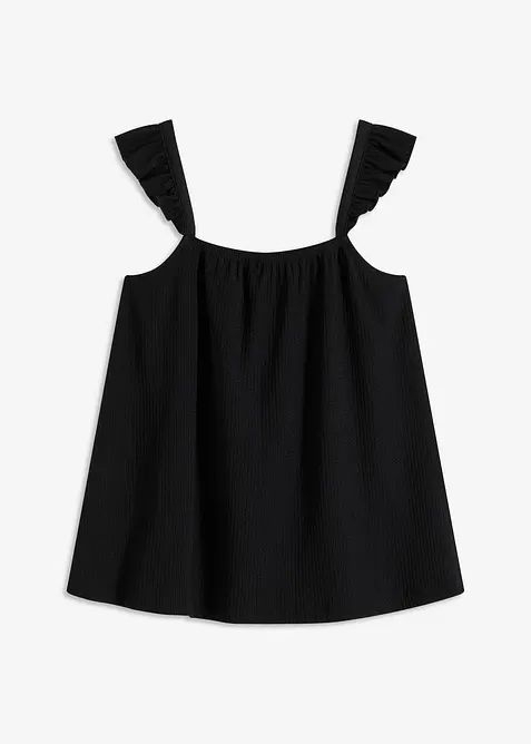 Top en jersey cr&ecirc;pe &agrave; bretelles volant&eacute;es, bonprix