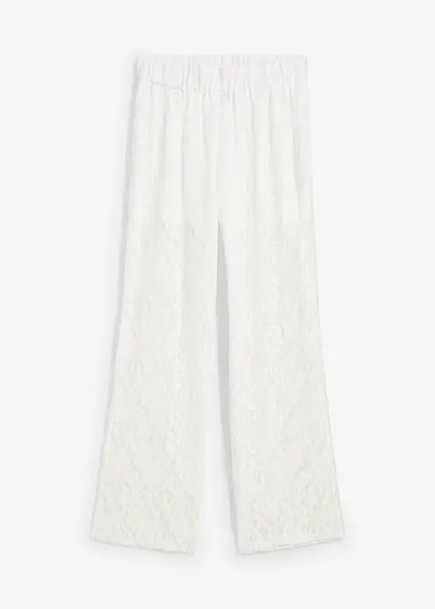 Pantalon en dentelle à taille élastiquée, bonprix