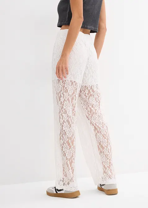 Pantalon en dentelle à taille élastiquée, bonprix