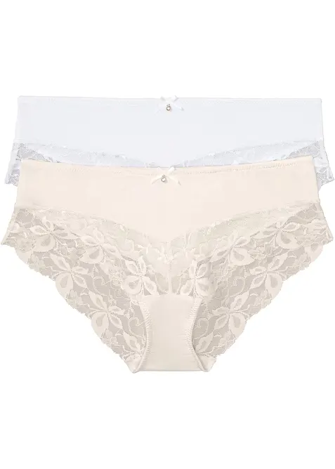 Lot de 2 culottes avec dentelle, bonprix