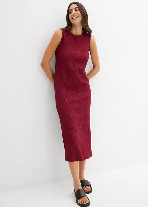 Robe en jersey crêpe gaufré, bonprix