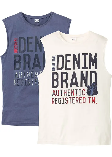 Lot de 2 débardeurs marcel 100% coton, bonprix