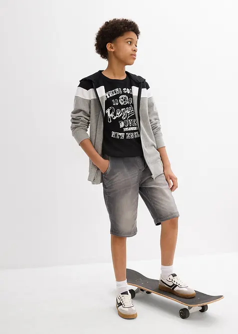 Bermuda en molleton aspect jean, Regular, bonprix