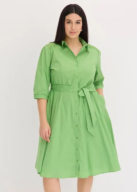 Robe-chemise avec dentelle et lien à nouer, bonprix