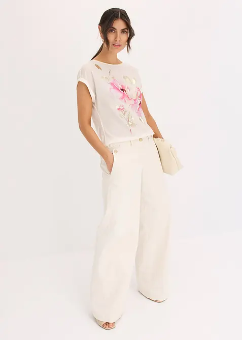 T-shirt à empiècement tissé, bonprix