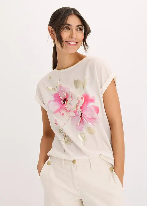 T-shirt à empiècement tissé, bonprix