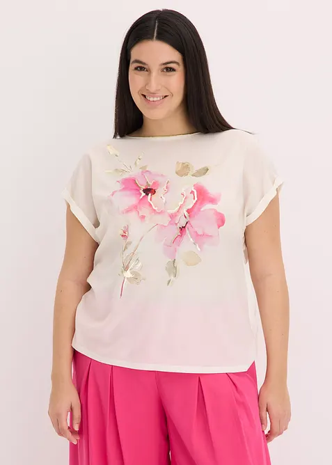 T-shirt à empiècement tissé, bonprix