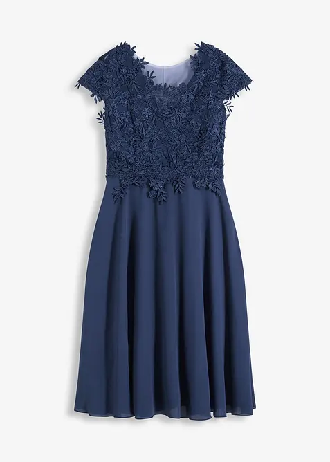 Robe midi en tulle délicat avec dentelle, bonprix