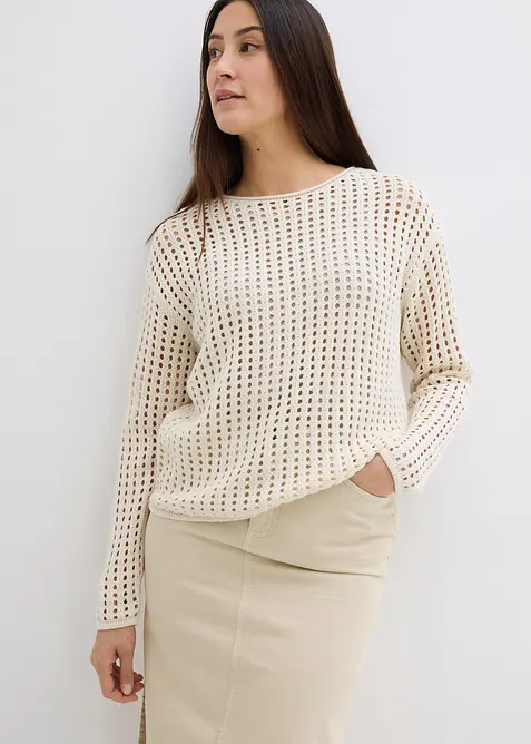 Pull en maille ajour&eacute;e, bonprix