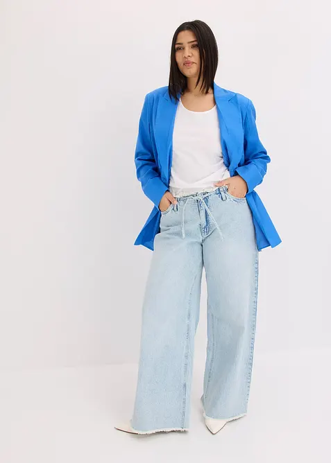 Blazer décontracté en lin avec un large revers, bonprix