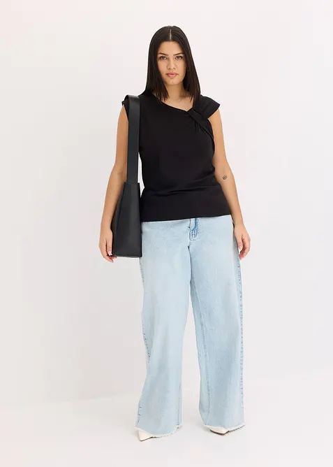 T-shirt en coton extensible avec détail twisté, bonprix