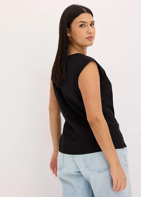 T-shirt en coton extensible avec détail twisté, bonprix