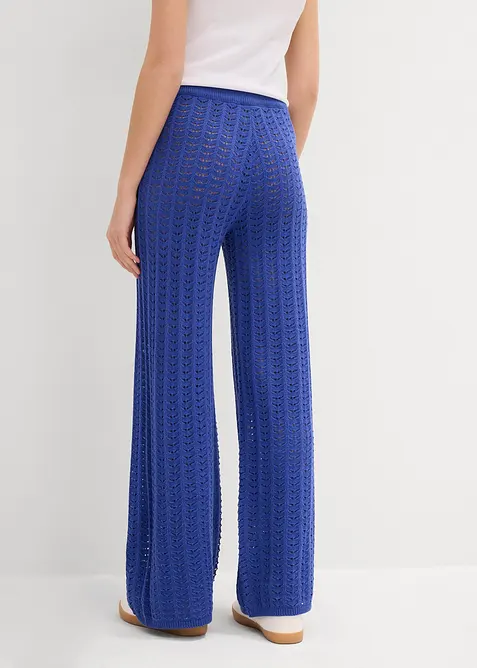 Pantalon taille élastiquée en maille ajourée, bonprix