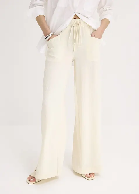 Pantalon large en crêpe léger, bonprix