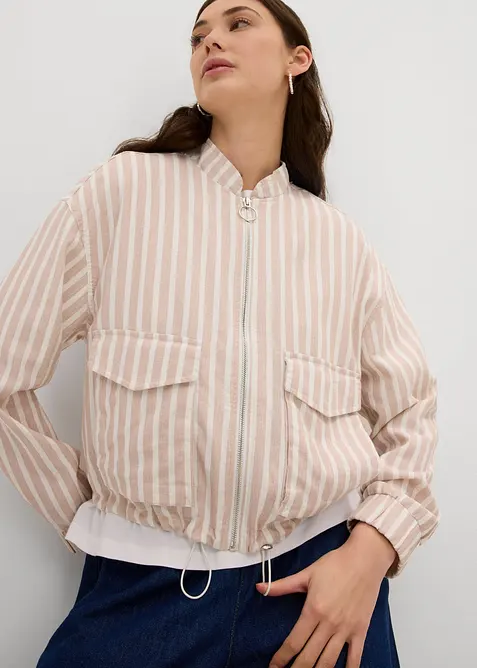 Veste style bomber, aspect lin, bonprix