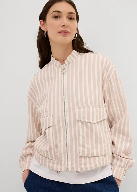 Veste style bomber, aspect lin, bonprix