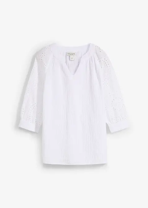 Blouse longue en gaze de coton légère, bonprix