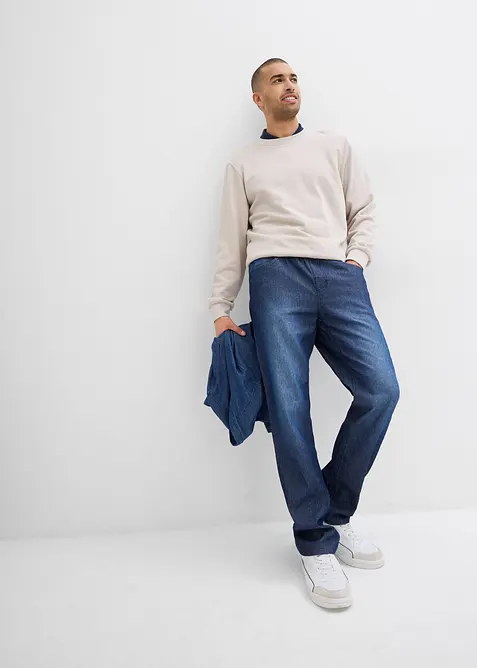 Lot de 2 jeans classiques &agrave; taille &eacute;lastiqu&eacute;e en denim estival, bonprix