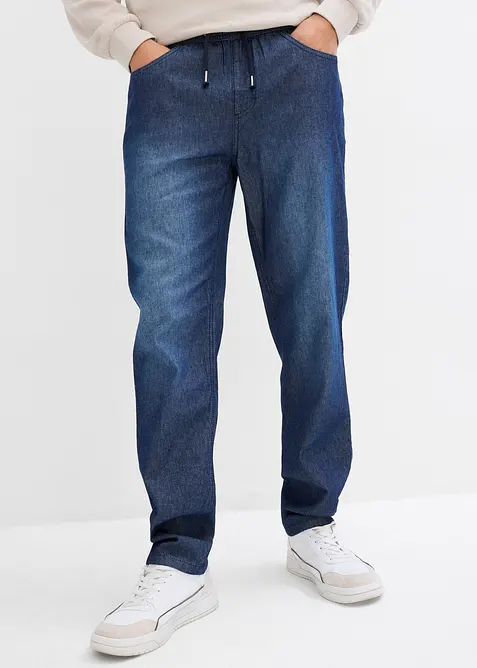 Lot de 2 jeans classiques &agrave; taille &eacute;lastiqu&eacute;e en denim estival, bonprix