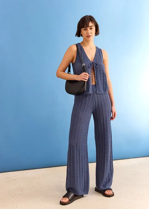 Gilet sans manches en maille ajour&eacute;e, bonprix