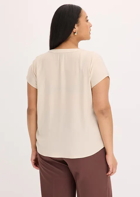 Blouse manches courtes ample en satin avec &eacute;paules descendues, bonprix