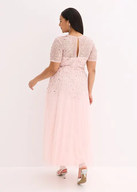 Robe longue en tulle délicat à sequins brodés, bonprix