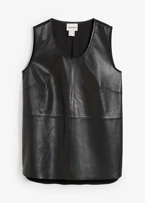 Débardeur avec devant en cuir nappa d’agneau, bonprix
