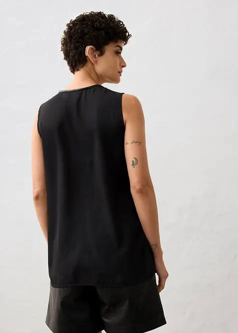 Débardeur avec devant en cuir nappa d’agneau, bonprix