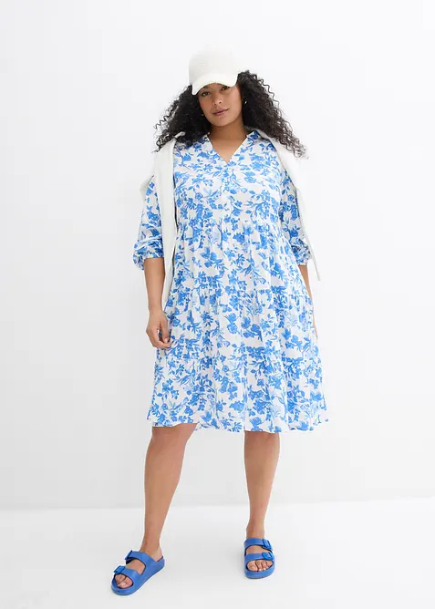 Robe à col Henley en viscose fluide, bonprix